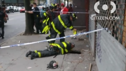 FDNY firefighters rescued a man who fell in a sidewalk sinkhole in the Bronx on Saturday.
