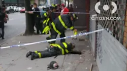 FDNY firefighters rescued a man who fell in a sidewalk sinkhole in the Bronx on Saturday.
