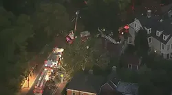Three Cambridge, MA, firefighters were taken to the hospital after suffering injuries during a three-alarm residential blaze early Wednesday.