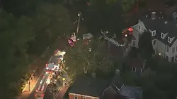 Three Cambridge, MA, firefighters were taken to the hospital after suffering injuries during a three-alarm residential blaze early Wednesday.