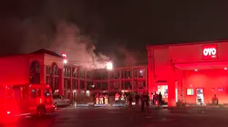 A Decatur, GA, firefighter was rescued after he fell through the floor during a hotel blaze early Monday.