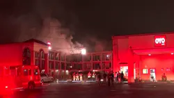 A Decatur, GA, firefighter was rescued after he fell through the floor during a hotel blaze early Monday.