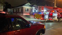 A Lexington, KY, firefighter was injured after a fall down attic stairs during a residential blaze early Monday. A Lexington, KY, firefighter was injured after a fall down attic stairs during a residential blaze early Monday.