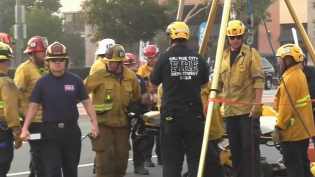 Orange County, CA, Anaheim and Orange firefighters rescued a man Monday who had been trapped in a storm drain for four days.
