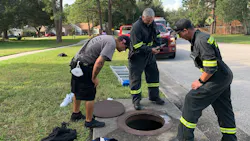 Pasco County, FL, firefighters rescued a teenager Wednesday who became stuck in a storm drain after trying to retrieve a dropped cellphone.