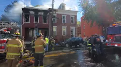 Two firefighters were injured during a two-alarm fire that broke out at a Pottsville, PA, apartment building Tuesday.