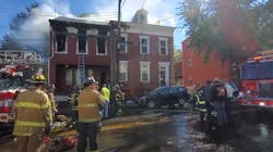 Two firefighters were injured during a two-alarm fire that broke out at a Pottsville, PA, apartment building Tuesday.