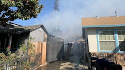 A San Jose, CA, firefighter and a civilian were injured during a two-alarm residential blaze Monday.