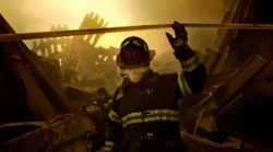 FDNY firefighters search through the rubble of the south tower of the World Trade Center in New York City on Sept. 11, 2001.