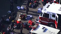Sixteen CAL FIRE firefighters who had been battling the Glass Fire were taken to base camp at the Sonoma County Fairgrounds in Santa Rosa, CA, to be examined for possible carbon monoxide poisoning Tuesday.