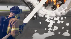 A look at what a firefighter experiences using FLAIM Systems' virtual reality trainer.