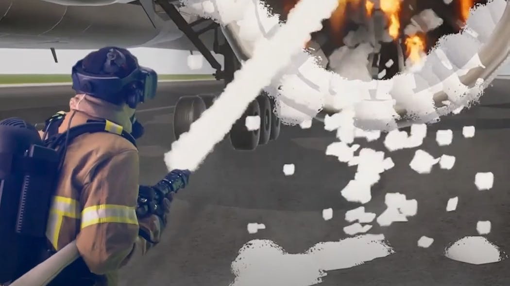 A look at what a firefighter experiences using FLAIM Systems&apos; virtual reality trainer.
