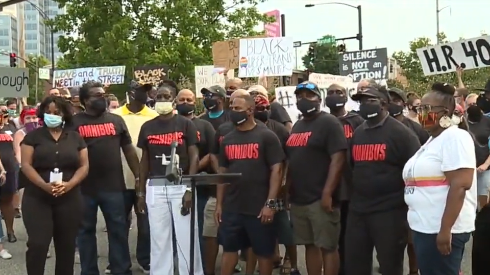 Omnibus, a group of current and former Black Winston-Salem, NC, firefighters, at an event discussing alleged racism in the department.