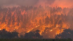 A photo taken the night the Glass Fire erupted in Napa County, CA. A photo taken the night the Glass Fire erupted in Napa County, CA.