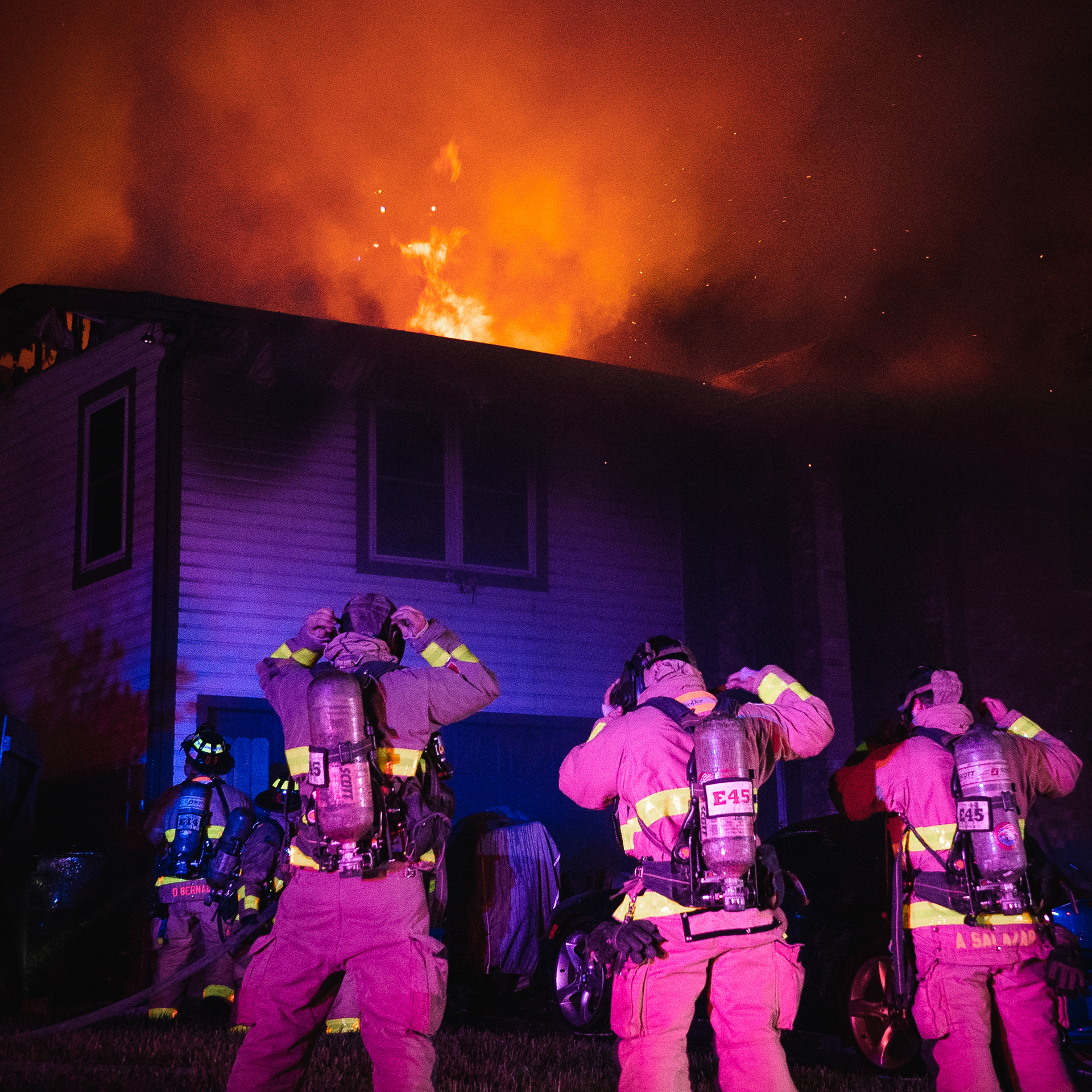 Training at night helps responders to be best prepared to carry out basic skills (raising and setting ladders, hoisting equipment to upper floors, forcing entry, etc.) that can become that much more challenging when visibility is limited.