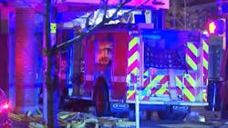 A Boston fire apparatus crashed into a bank in Dorchester on Thursday. A Boston fire apparatus crashed into a bank in Dorchester on Thursday.