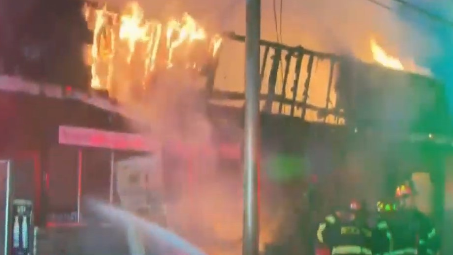 Brockton, MA, firefighters battled a fast-moving three-alarm commercial blaze early Thursday.
