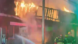 Brockton, MA, firefighters battled a fast-moving three-alarm commercial blaze early Thursday.