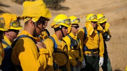 California National Guard soldiers receive instruction from CAL FIRE firefighters during crew training at Camp Roberts in 2017.