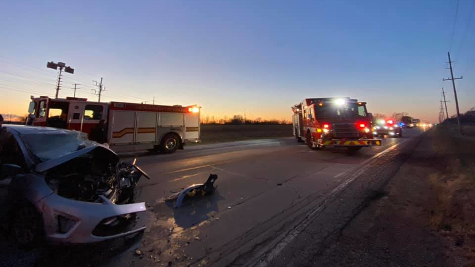 Crown Point, IN, firefighters extricated the trapped driver of a car in heavily impacted crash along U.S. 231 on Monday.