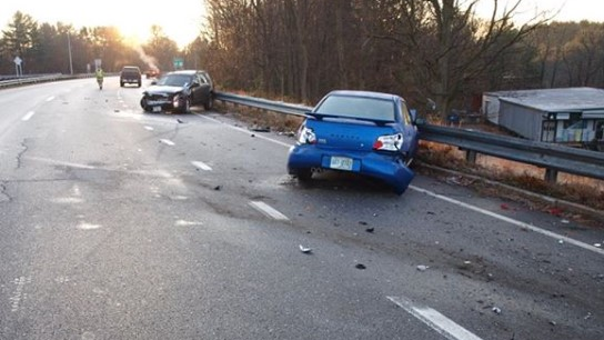 A multi-vehicle crash along Spaulding Turnpike in Dover, NH, on Saturday had firefighters set up an aerial in a blocker position, preventing the accident scene becoming worse.