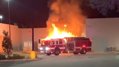 Hernando County, FL, firefighters worked to put out a blaze that ignited with a tractor-trailer before spreading to two other semis near a Brooksville Walmart on Friday.