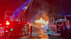 Jacksonville, FL, firefighters battle a commercial blaze early Wednesday on the city's northwest side.