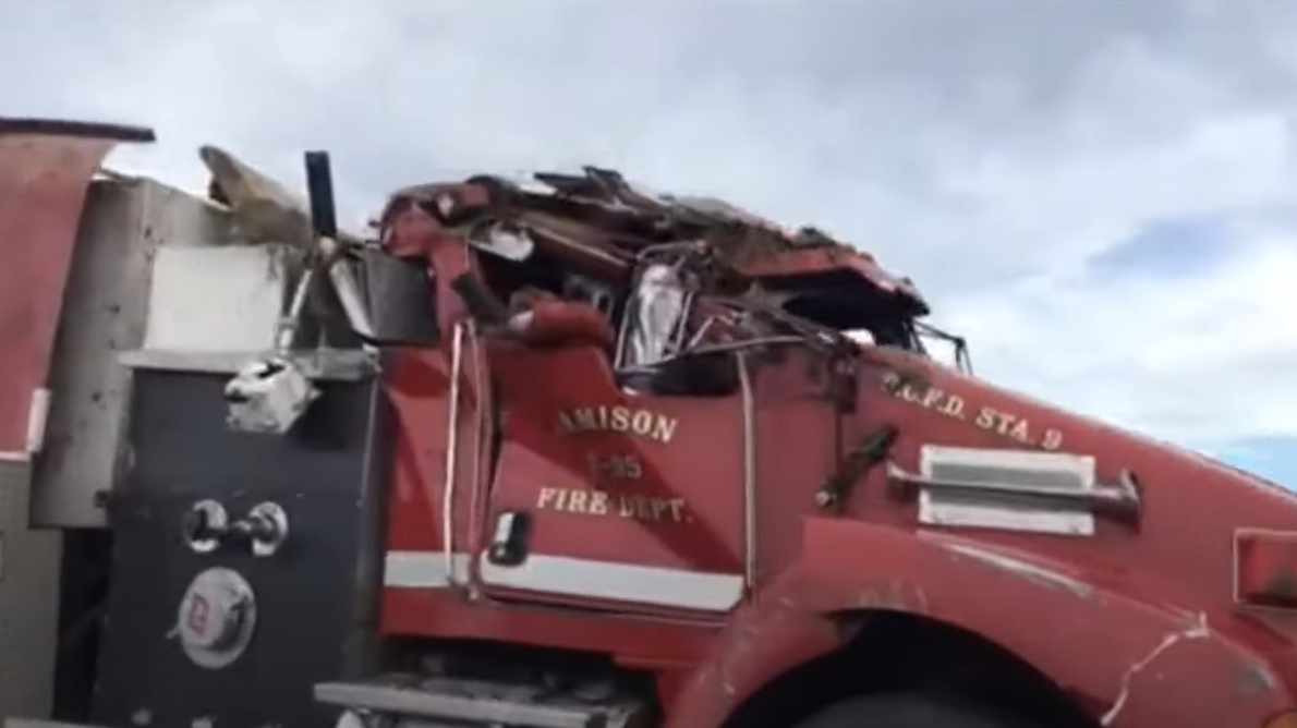 A Jamison, SC, firefighter was injured after an apparatus overturned into a ditch on the way to a call Thursday.