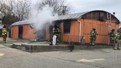 City of Madison, WI, firefighters battle a blaze at a metal storage building in the Town of Madison, the department's first call since expanding service within town limits. City of Madison, WI, firefighters battle a blaze at a metal storage building in the Town of Madison, the department's first call since expanding service within town limits.