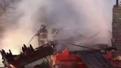 A vacant burning house collapsed as Nashville, TN, firefighters arrived at the scene early Tuesday. A vacant burning house collapsed as Nashville, TN, firefighters arrived at the scene early Tuesday.