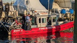 The Woodland Beach, MD, and Anne Arundel County fire departments hope the new fire boat they share will reduce response times. The Woodland Beach, MD, and Anne Arundel County fire departments hope the new fire boat they share will reduce response times.