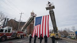 Communicate via radio with all of the personnel who are involved to raise the flag and position its alignment. Communicate via radio with all of the personnel who are involved to raise the flag and position its alignment.