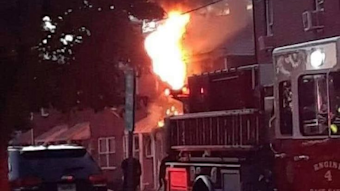 An East Haven, CT, firefighter suffered a severe arm injury during an apartment blaze Wednesday.