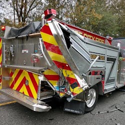 An SUV struck the rear of a Reece City, AL, Voluteer Fire and Rescue apparatus Sunday, and the collision killed a passenger in the SUV and injured three other civilians in the vehicle.