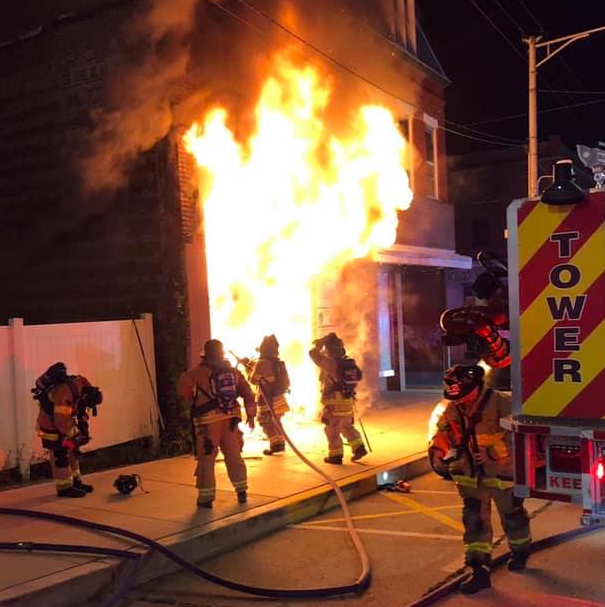 The scene shortly after Jeannette firefighters arrived Friday night.