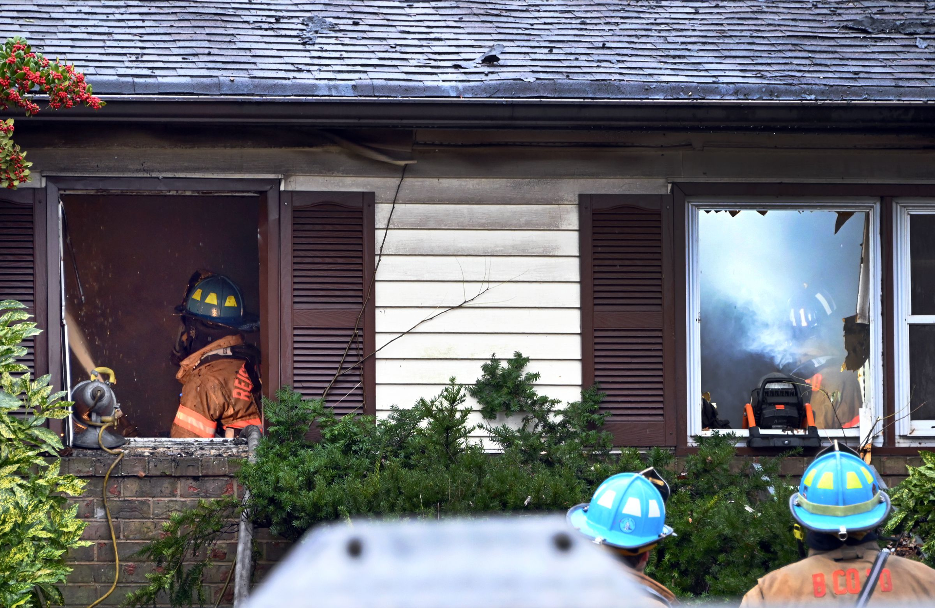 One firefighter was injured as they entered the burning home.