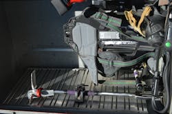 Howard County Engine 91, which is a 2019 E-ONE Typhoon model pumper, was designed with a cab compartment only on the right side to provide storage for the officer’s SCBA, forcible entry tool, hand light and thermal imaging camera. Howard County Engine 91, which is a 2019 E-ONE Typhoon model pumper, was designed with a cab compartment only on the right side to provide storage for the officer’s SCBA, forcible entry tool, hand light and thermal imaging camera.