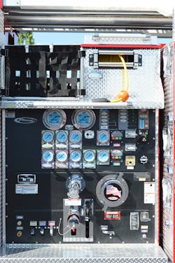 This is the space that’s required for fire pump mounting on a typical rear-mount aerial tower. When combined with the water tank and hosebed storage, these components limit the number and length of ground ladders that can be carried. This is the space that’s required for fire pump mounting on a typical rear-mount aerial tower. When combined with the water tank and hosebed storage, these components limit the number and length of ground ladders that can be carried.