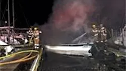 Nearly 30 Annapolis, MD, firefighters battled a fire aboard a 25-foot sailboat Monday.