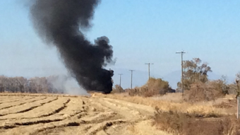 CAL FIRE/Butte County firefighters battled a blaze that was sparked by a propane truck crash Monday.