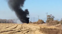 CAL FIRE/Butte County firefighters battled a blaze that was sparked by a propane truck crash Monday.