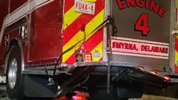 A woman was injured when her vehicle struck a Citizens' Hose Company fire apparatus at the scene of a previous crash in Smyra, DE, Thursday. A woman was injured when her vehicle struck a Citizens' Hose Company fire apparatus at the scene of a previous crash in Smyra, DE, Thursday.