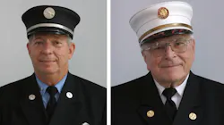 Colonial Park, PA, Fire Company firefighter Edward F. Hine (left) and Chief Emeritus Lee Witman.
