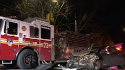 Four FDNY firefighters and two civilians were injured in an accident between an apparatus and a livery cab in the Melrose section of the Bronx early Wednesday.