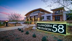 Fire Station 58 in Madera, CA, was not built near a fault line but was designed under the Essential Services Requirements in California.