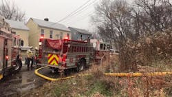 A Pittsburgh firefighter injured his ankle during a residential fire in the city's Greenfield neighborhood Wednesday. A Pittsburgh firefighter injured his ankle during a residential fire in the city's Greenfield neighborhood Wednesday.
