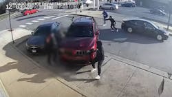 Police released a video showing Dwain Williams, 65, trying to fend off three men during an attempted carjacking that claimed the retired Chicago firefighter's life. Police released a video showing Dwain Williams, 65, trying to fend off three men during an attempted carjacking that claimed the retired Chicago firefighter's life.