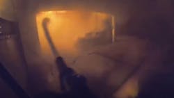 A Turlock, CA, firefighter's helmet camera captured raw footage of crews battling a fire that broke out in a detached residential garage Thursday. A Turlock, CA, firefighter's helmet camera captured raw footage of crews battling a fire that broke out in a detached residential garage Thursday.
