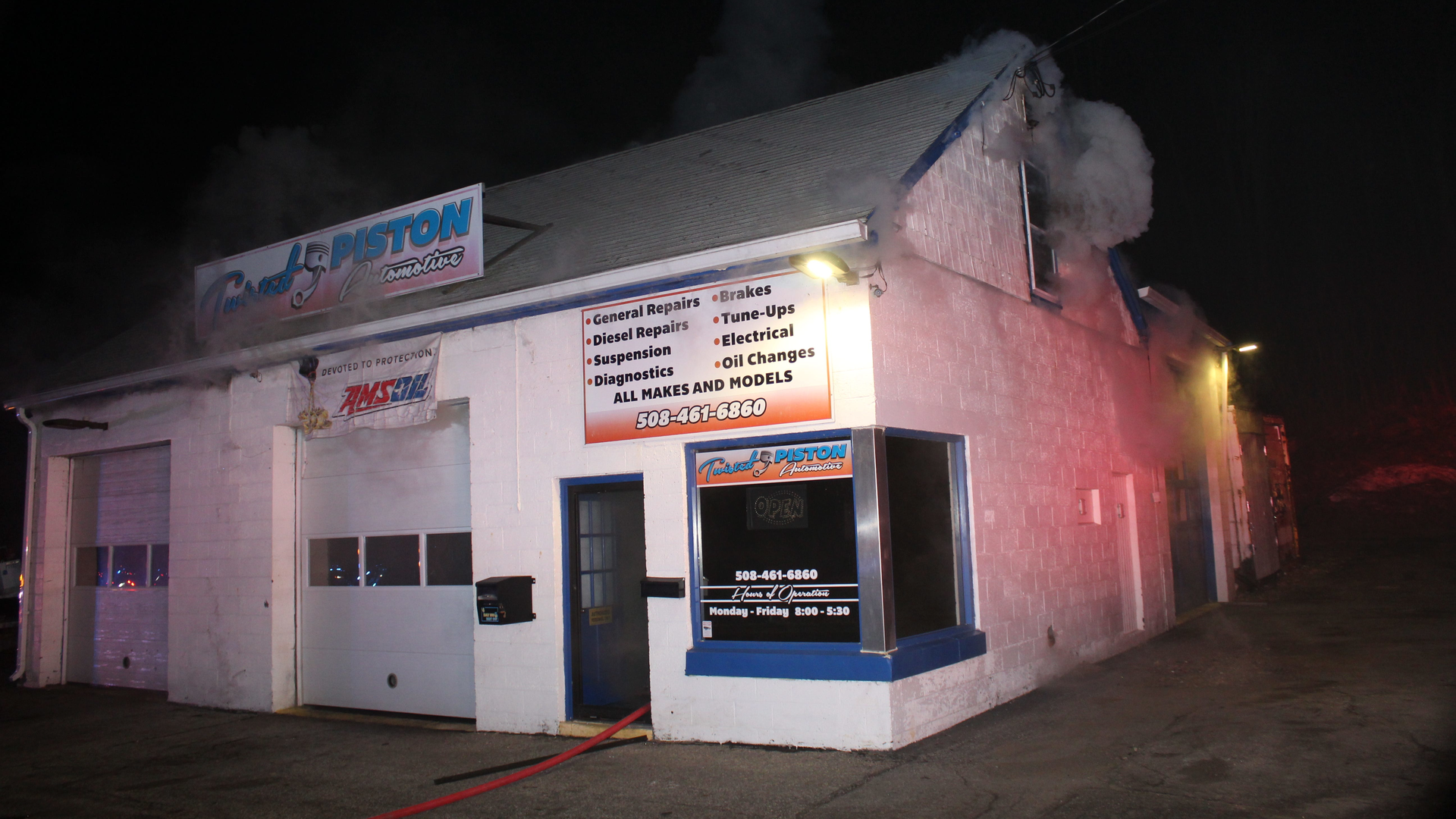 A mayday was called as Webster, MA, firefighters were battling a garage fire late Wednesday.