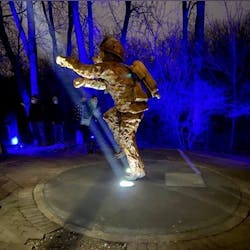 The 'Ladder of Light' sculpture was unveiled Tuesday on the 50th anniversary of the apparatus crash that killed three Naperville, IL, firefighters. The 'Ladder of Light' sculpture was unveiled Tuesday on the 50th anniversary of the apparatus crash that killed three Naperville, IL, firefighters.